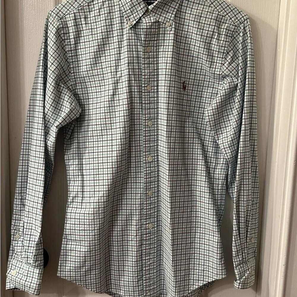 Ralph Lauren Blue and White Checkered Shirt Men’s size small